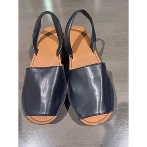 Reaction Kenneth Cole Women Dark Navy Slingback Wedge Sandals Size 9.5 Wide